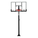 Adjustable In-Ground Bolt Down Outdoor Basketball Hoop with 60-in Tempered Glass, Hoop & Net System