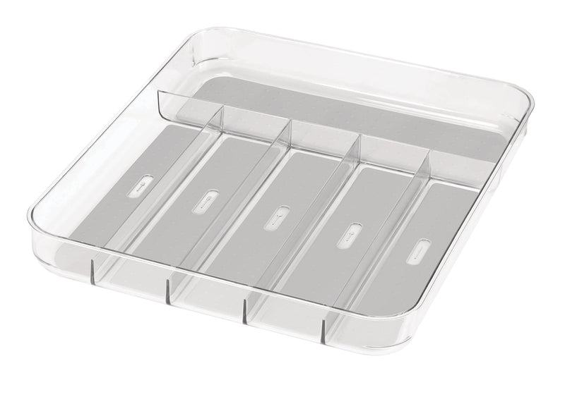 Madesmart Large 6-Compartment Cutlery & Kitchen Utensil Drawer Organizer Tray/Holder, Clear G8775