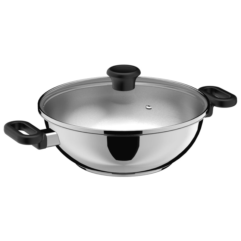 3.4qt Stainless Steel Karahi with lid 26cm 10.25in P5149