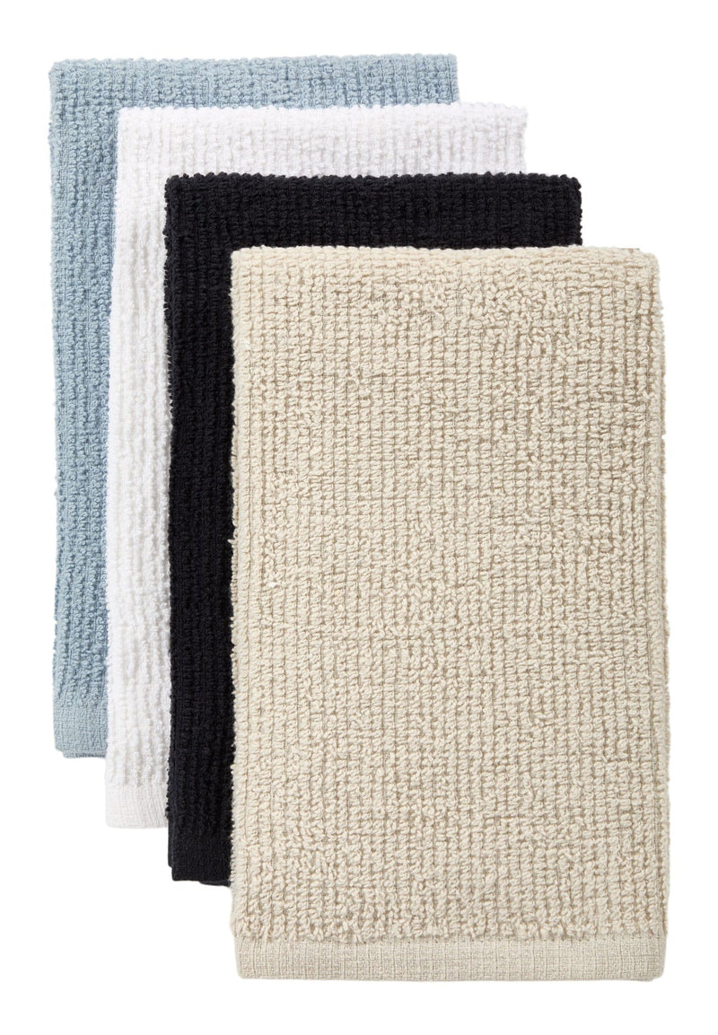 Bar Mop Kitchen Towels, Black, Grey, Blue & White, 16-in, 4-pk W3359