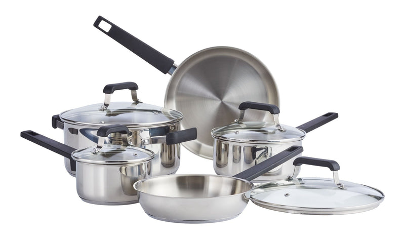 Stainless Steel Cookware Set with Glass Lids, 9-pc B8250
