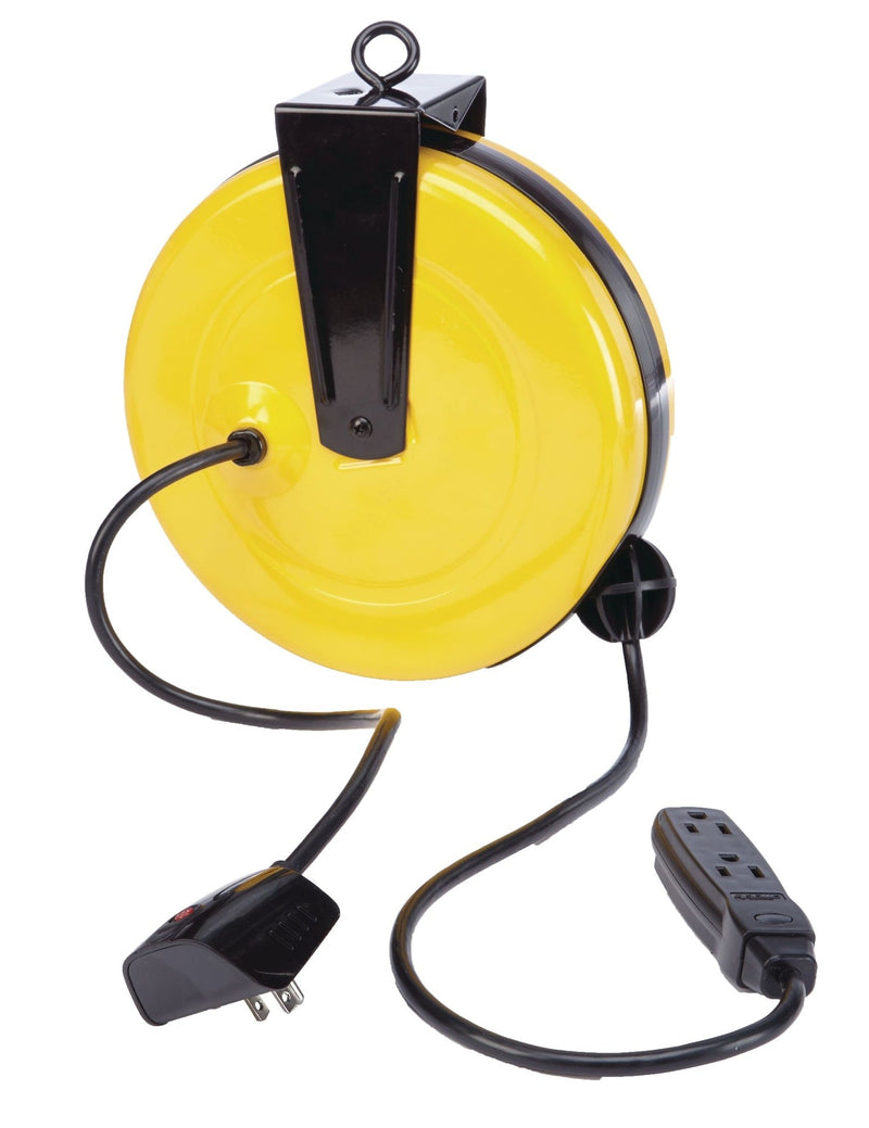 30-ft 16/3 Retractactabe Extension Cord Reel with 3 Grounded Outlets O5922