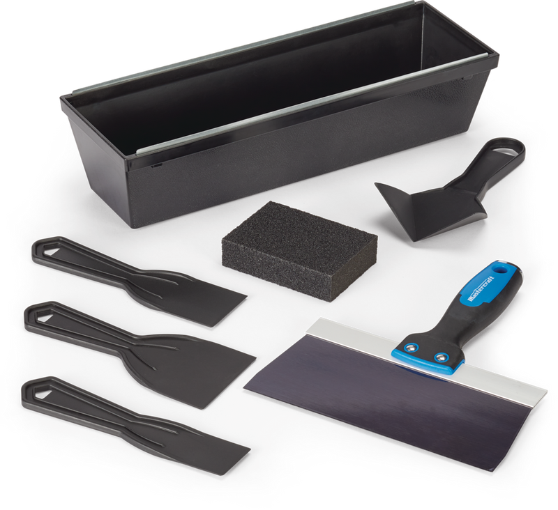 DIY Drywall Set with Mud Pan, Taping Knife, Corner Tool, Putty Knife & Sponge, 7-pc A0340