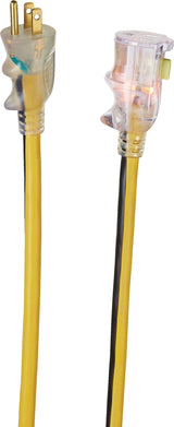 25-ft 12/3 Outdoor Extension Cord with Grounded Outlet, Lighted End and Locking Connector, Yellow/Black