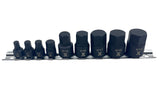 9 Piece Impact Stubby Bit Socket Rail Hex Metric