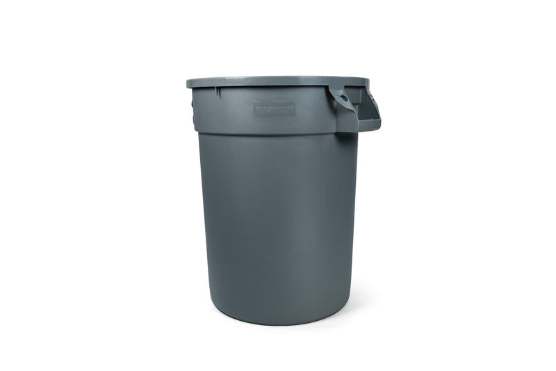 Commercial Circular Outdoor Garbage Can with Lid, Grey M6374