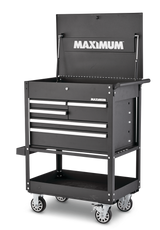 Rolling Mechanics Tool Cart with 5 Drawers, Black, 30-in