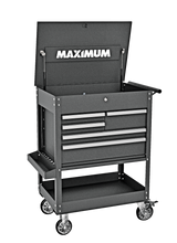 Rolling Mechanics Tool Cart with 5 Drawers, Black, 30-in