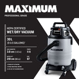 VK811PH HEPA Certified Wet/Dry Shop Vacuum with Hose and Accessories, 30-L