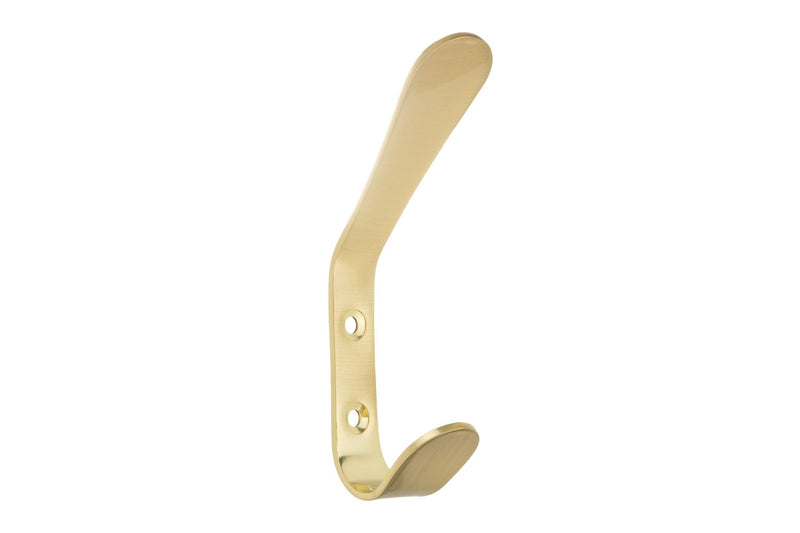 Metal Utility Double Hook, Satin Brass N9270