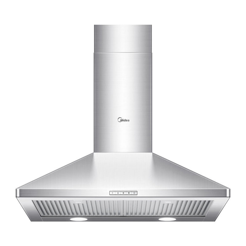 Pyramid 450CFM Push Button Wall Mount Kitchen Exhaust Fan Range Hood, Stainless Steel, 30-in A0473