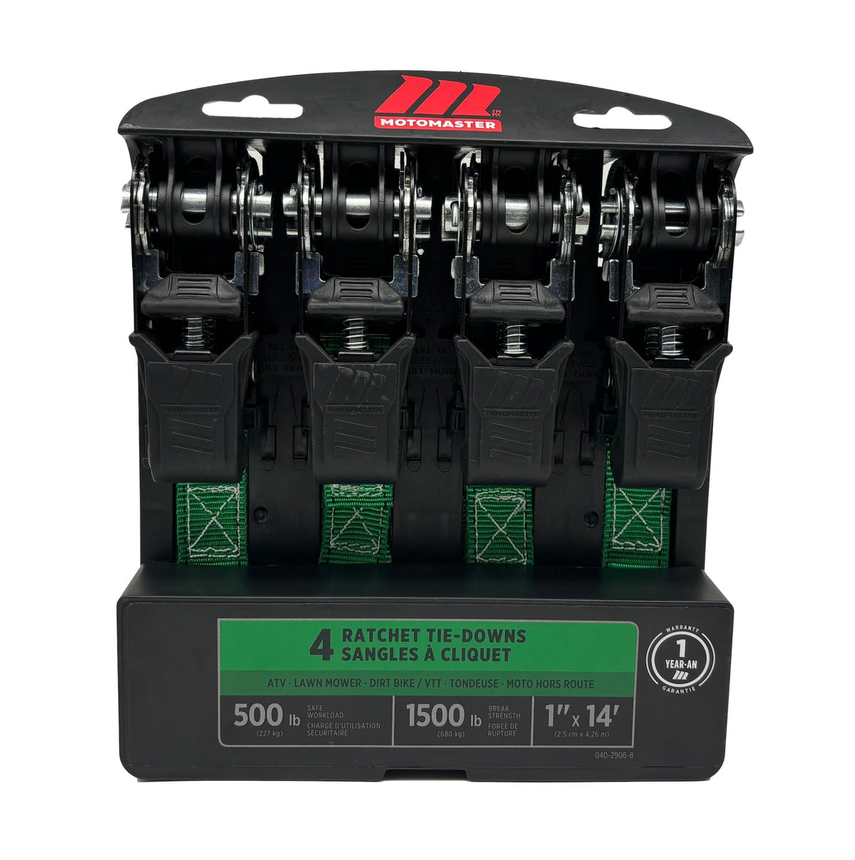 1,500-lb Padded Ratchet Tie Down Straps, 1-in x 14-ft, 4-pk