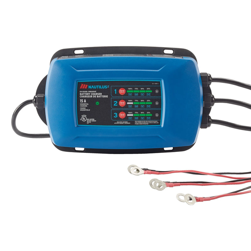 Nautilus 3-Bank Onboard Smart Battery Charger/Maintainer, Fully Automatic, 15-Amp, 12V I9379
