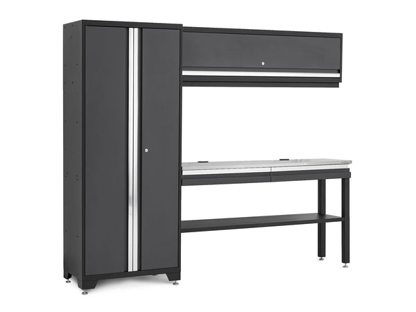 Bold 3.0 Series All-in-One Lockable Steel Garage Cabinetry Set with Stainless Steel Top, Grey, 90-in x 18-in x 72-in, 4-pc Z2625