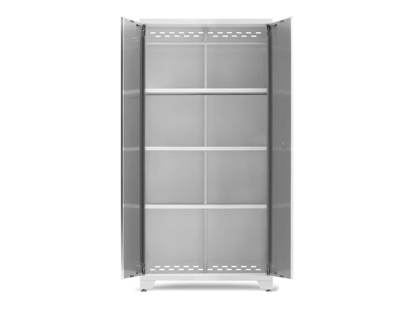 Bold Series Lockable 24-Gauge Steel RTA Storage Locker with 3 Shelves, Platinum/White, 36-in Z9530