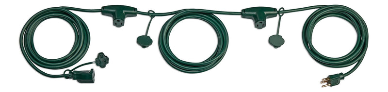 25-ft Outdoor Extension Cord, 3 Outlets, Safety Cover, Green A9447