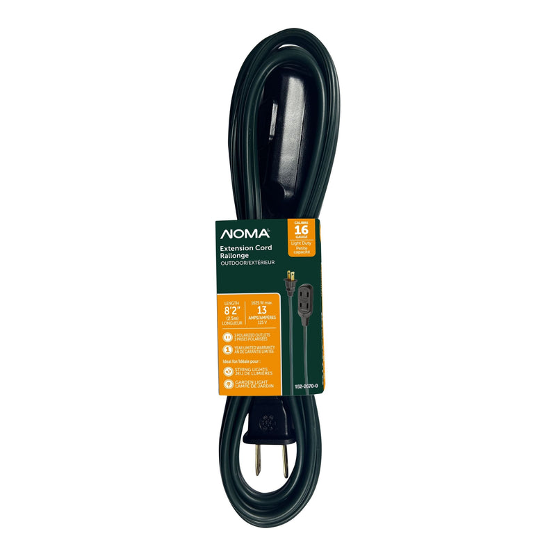 2.5-m 13A 3-Outlet Light-Duty 16-Gauge Green Outdoor Extension Cord A2928