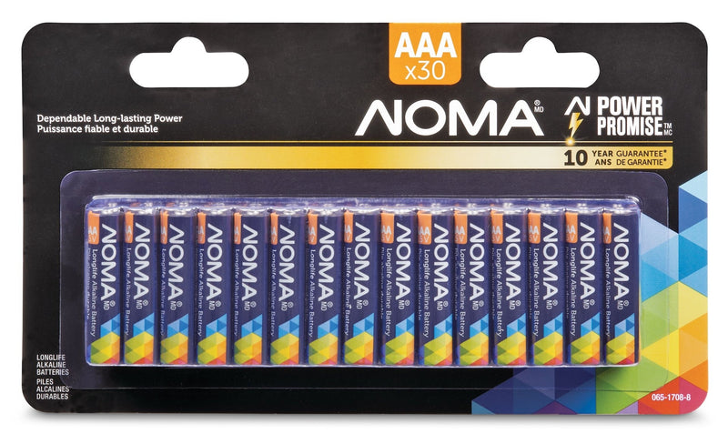 30-pk AAA Alkaline Batteries, Long Lasting, All Purpose O6944