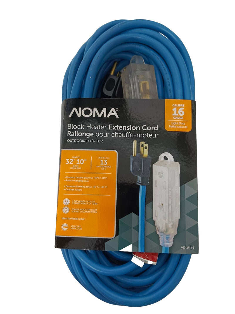 32-ft 10-in 16/3 13 Amp All-Weather Block Heater Cord with Lighted End, Blue B4531