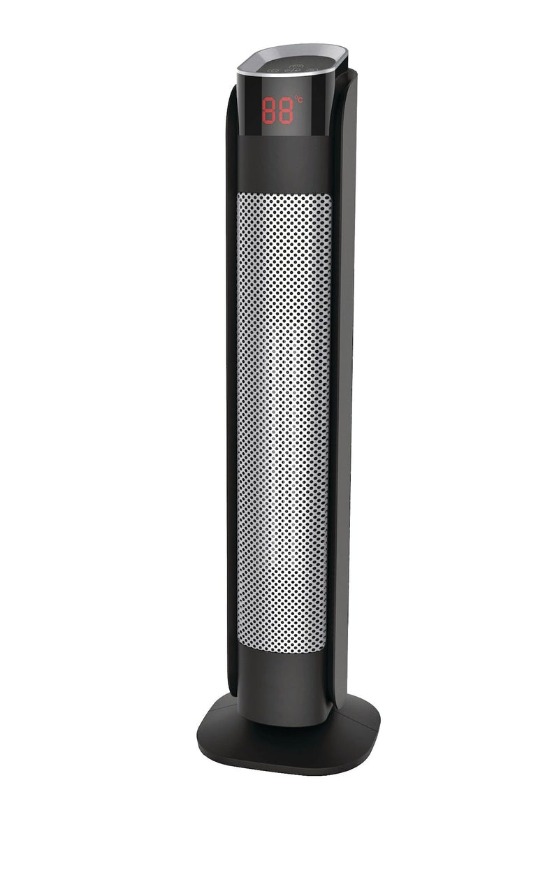 Oscillating Tower Ceramic Heater withRemote Control & Thermostat, 1500W, Black, 24-in V5937