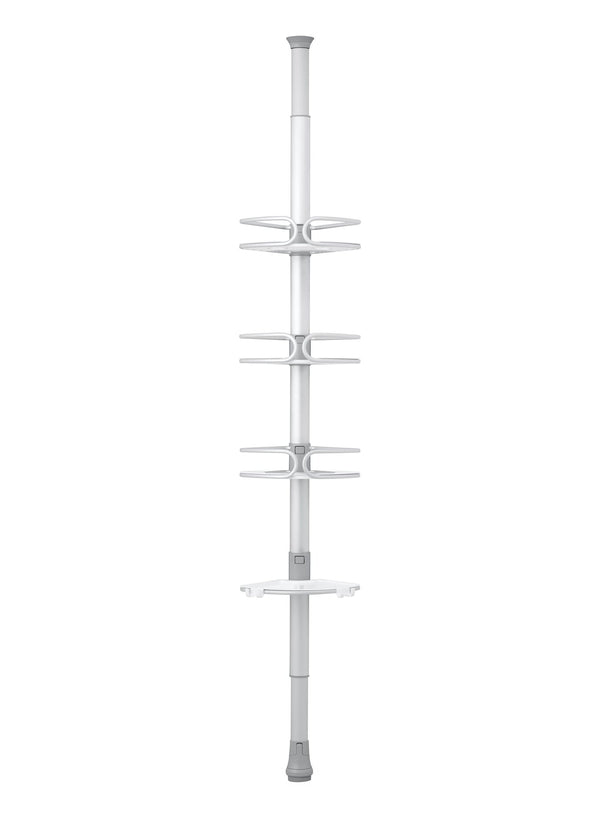 Aluminum Quick Extend Tension Pole Shower Caddy, Grey, 9-ft O7733
