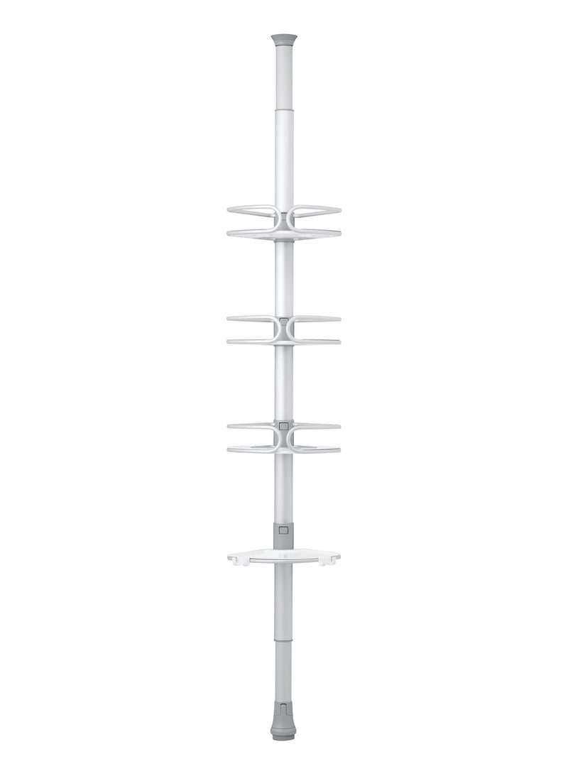 Aluminum Quick Extend Tension Pole Shower Caddy, Grey, 9-ft O7733