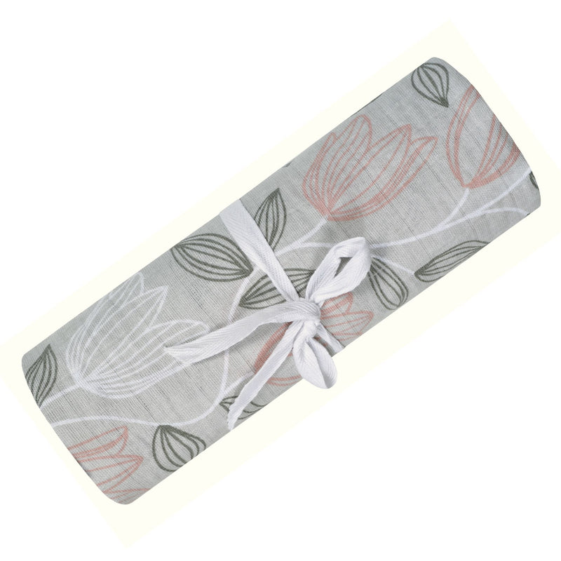 Cotton Muslin Baby Swaddle Blanket, Tulips S4556