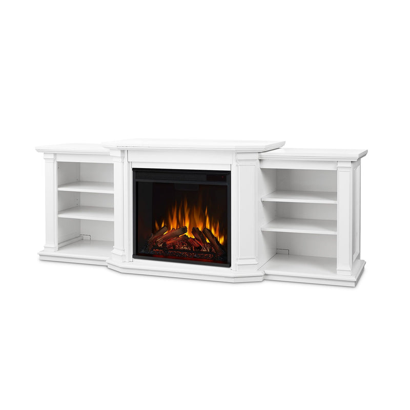 Valmont Media Indoor Electric Fireplace TV Stand, 74-in, 1500W, Includes Remote Control & Firebox, White S2504