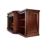 Valmont Media Indoor Electric Fireplace TV Stand, 74-in, 1500W, Includes Remote Control & Firebox, Dark Mahogany