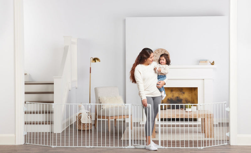 2-in-1 Super Wide Adjustable Baby Safety Gate & Play Yard, White P4435