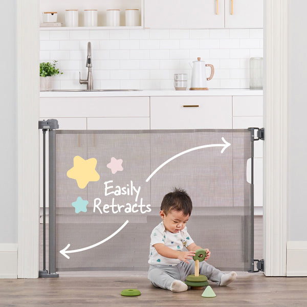Retractable Baby Safety Gate, 50-in, Grey J4939