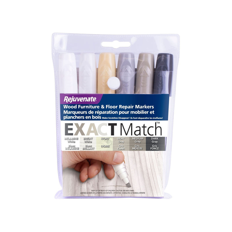 Exact Match Wood Furniture & Floor Repair Markers, White-Grey, 6 Shades I5380