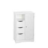 Home Ashland Single Door Bathroom & Laundry Storage Cabinet with 3 Drawers, Open Cubby & Adjustable Shelf, White