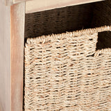 Lonan Wicker Storage Bench, Grey Wash/White, 16.1-in x 47-in x 19.9-in
