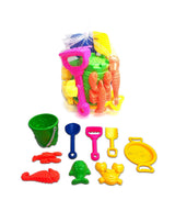 Sand Plastic Mold Toy Set with Bucket, Multi-Coloured, 9-pk, Ages 2+, for Summer/Beach Activities