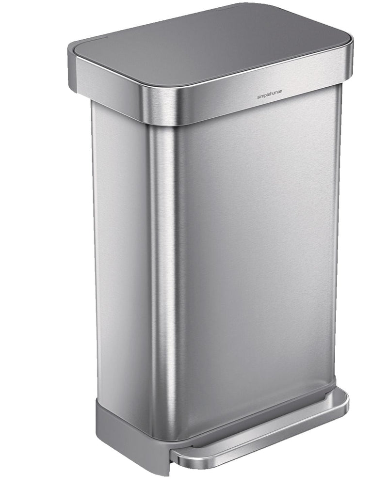 Stainless Steel and Plastic Rectangular Step Garbage Can, 45-L V7079