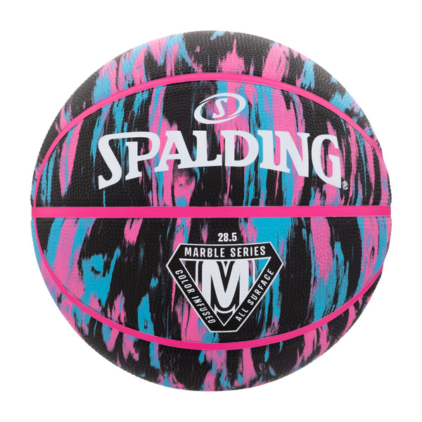 Marble Series 4Her Outdoor Rubber Basketball, Size 6 (28.5-in), Black/Pink I9836