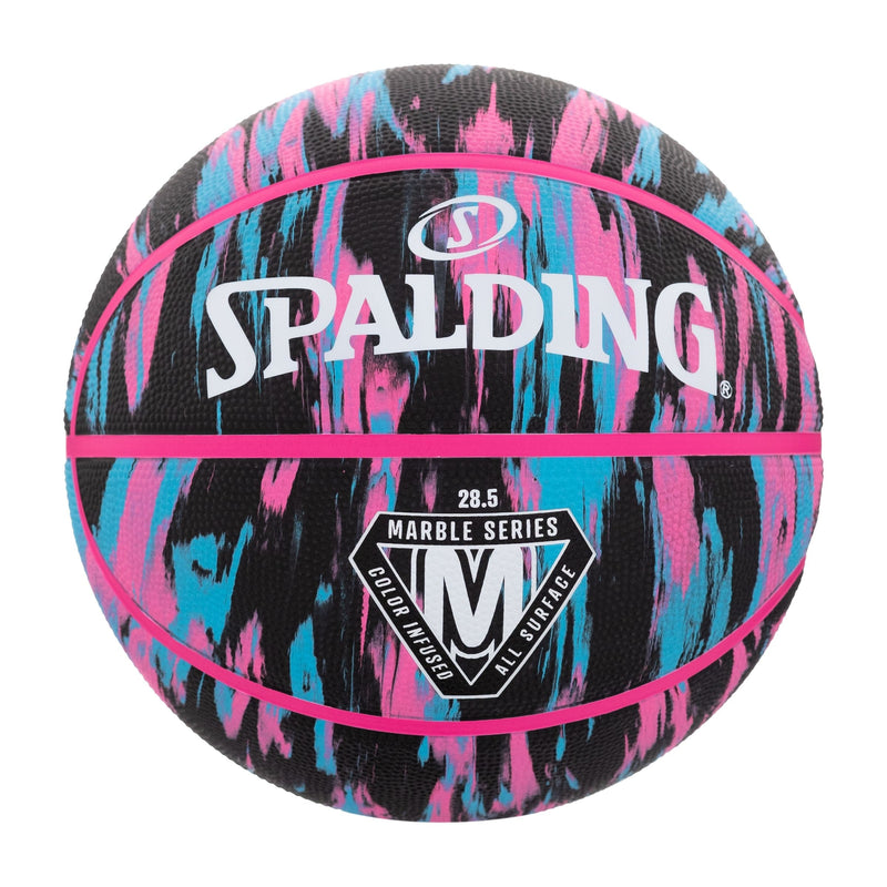Marble Series 4Her Outdoor Rubber Basketball, Size 6 (28.5-in), Black/Pink I9836