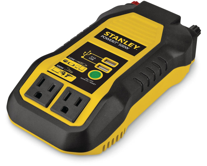 500W Inverter & Power Outlet with Battery Clamps, USB Ports, 12V DC Adapter I0916