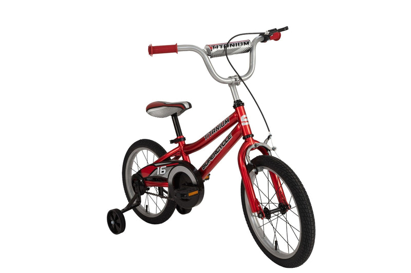 Titanium Kids' Bike with Training Wheels, Red, 16-in U1692
