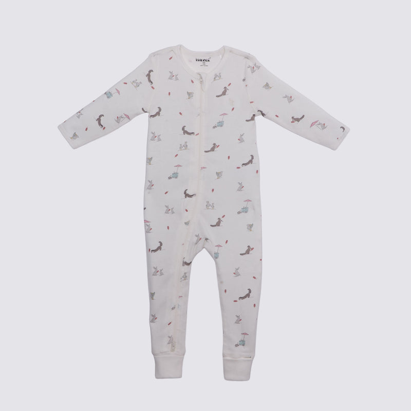 Racoon Print Premium Organic Cotton Play and Grow Rib Foot Zippy, Various Sizes T8651