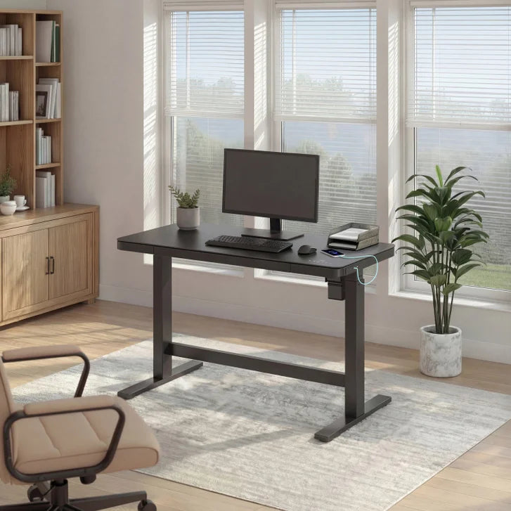 Tresanti Tessa 119.4 cm (47 in.) Adjustable Height Desk with LED Lighting, Black E3961
