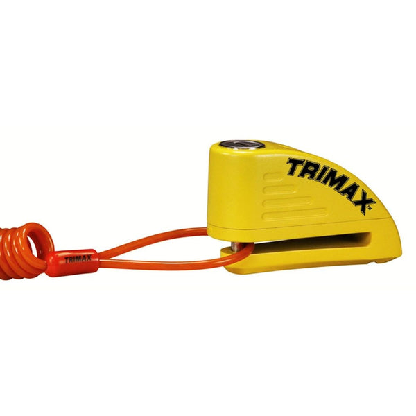 Alarmed Disc Lock with 8mm Pin, Yellow with Pouch & Cable H1629