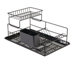 Perspective Steel 2-Tier Dish Drying/Draining Rack with Cutlery Holder, 18.2 x 12.3-in, Black
