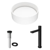 Anvil Round White Composite Bathroom Sink/Basin Set with Gotham Faucet and Pop-Up Drain