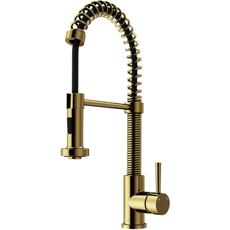 Edison Single Handle Pull Down Sprayer Kitchen Faucet, Matte Gold Q4752