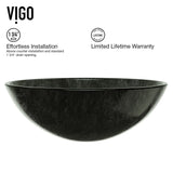 Glass Grey Onyx Bathroom Sink/Basin Set with Niko Faucet and Round Vessel