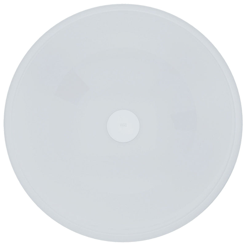 Glass Round Vessel Bathroom Sink/Basin with Rounded Edges & Deep Bowl, White L4890