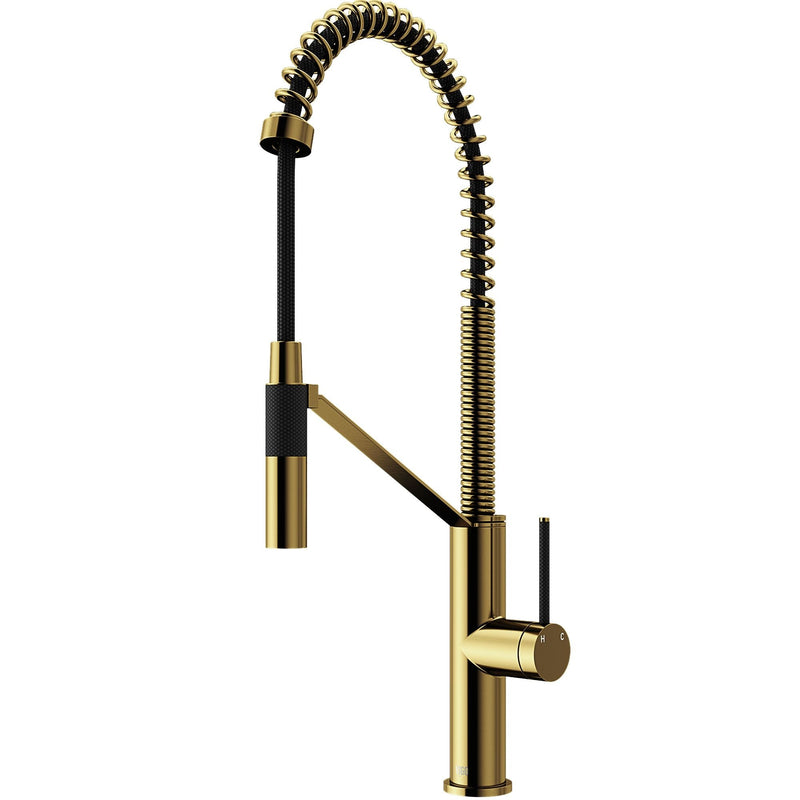 Livingston Single Handle Magnetic Pull Down Sprayer Kitchen Faucet with cFiber, Matte Gold X3335