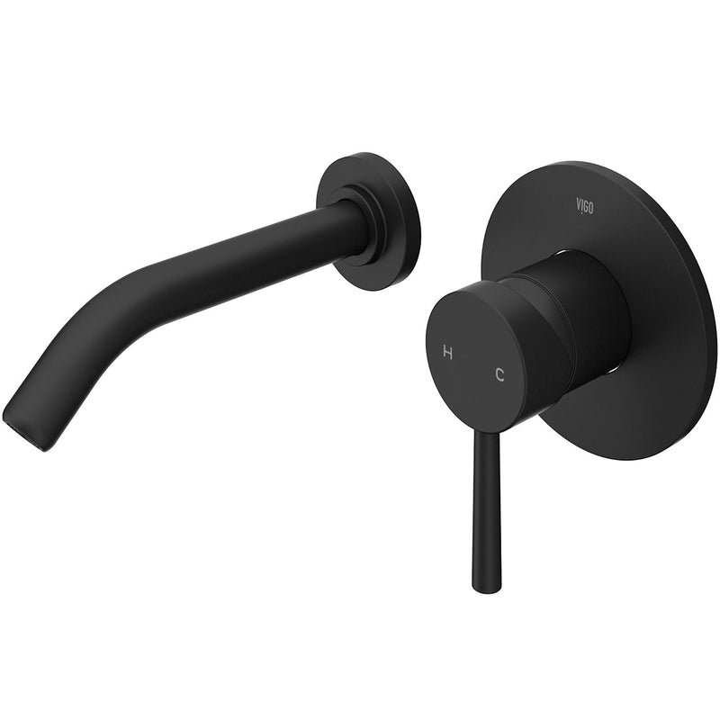 Olus Single Handle Wall Mount Bathroom Sink Faucet, WaterSense Certified, Matte Black F0006